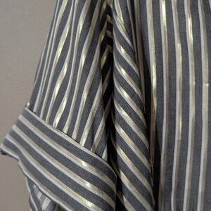 Anne Klein XL silver gold stripe blouse